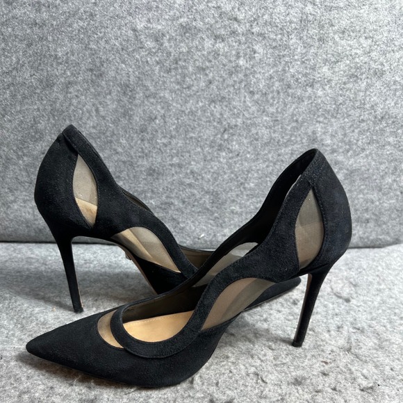 Schutz Poliany Black Suede Mesh Pointed Toe Stiletto Pumps Heels Womens Sz 11 B - Picture 5 of 8